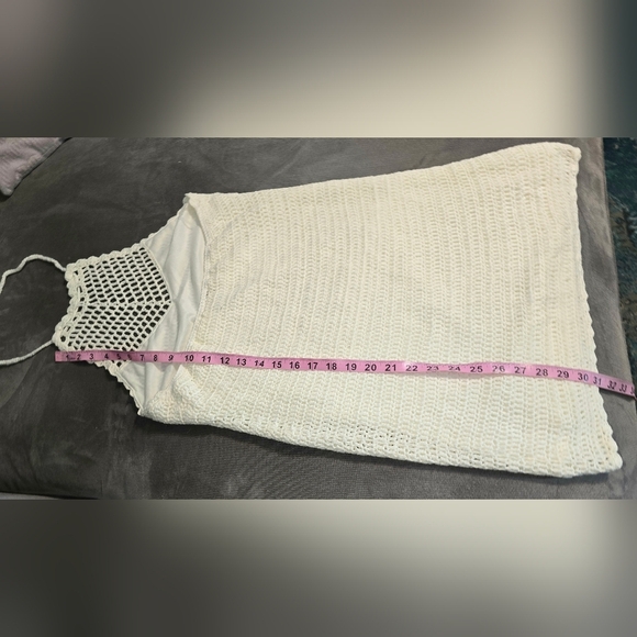 NWOT! VICI Baru Crochet Halter Mini Dress Cream Color Junior's L or Women's M - Picture 12 of 12